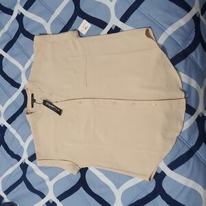 Papermoom Chic Beige Button-Up Blouse